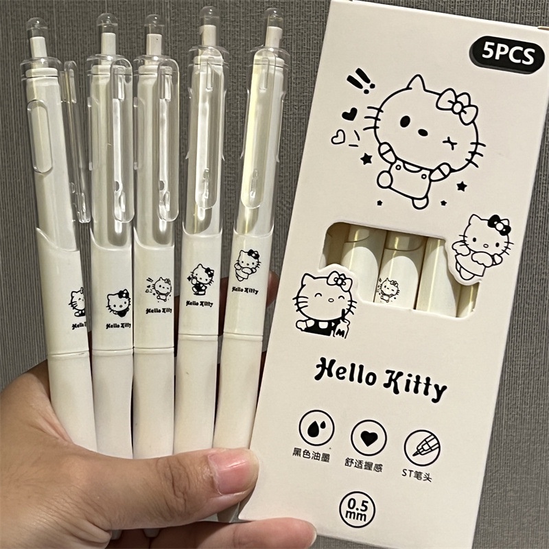 5Pcs/set Cute Cartoon KT Gel Pen Black Ink Student Writing Stationery ...