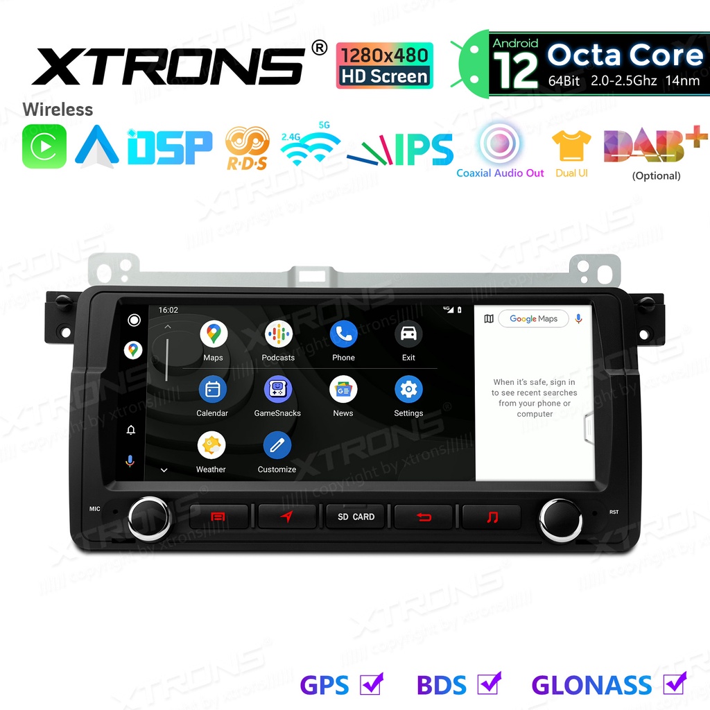 XTRONS 8.8" BMW E46 Car Screen Android 12 8Core 2+32G Carplay/Android