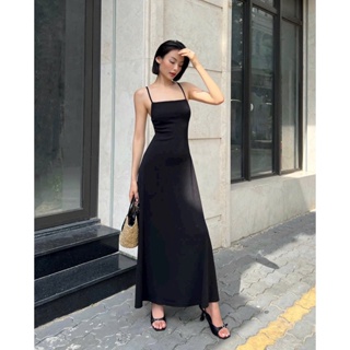 Dress Skirt Black Long Sling Evening Dress Skirt Host Sling and Floor Long  Dress Black Dress (Color : A, Size : 3XLcode)
