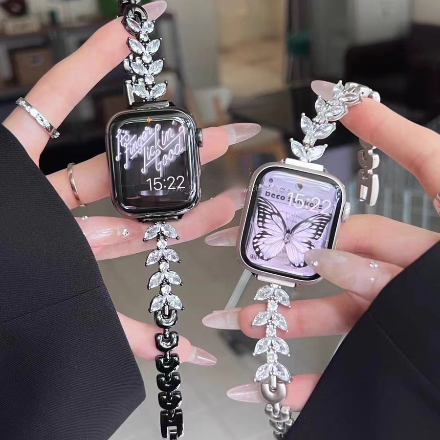 Diamond fish tail Fine drill metal Strap For AW Watch 38mm 40mm 41mm ...