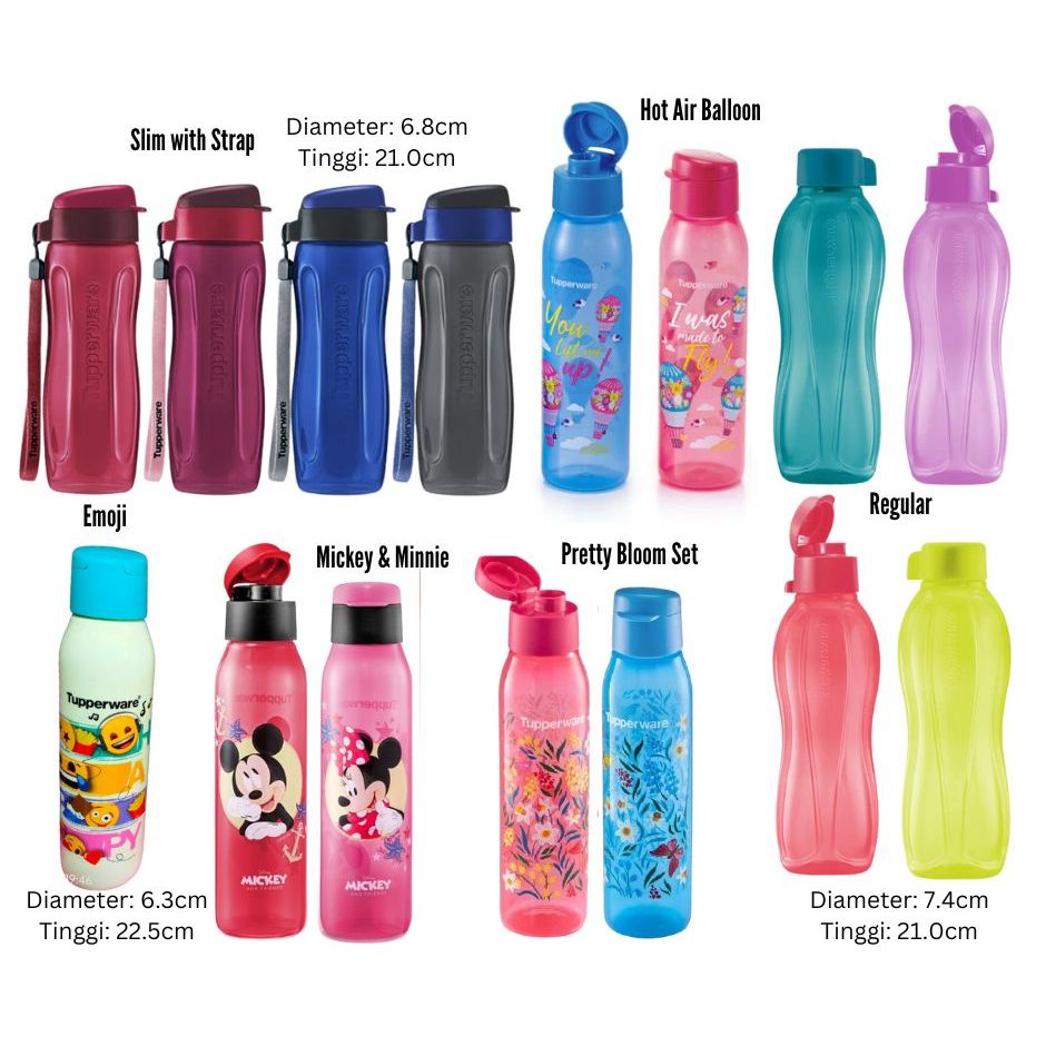 Tupperware Botol Air Eco Bottle 500ml Emoji / Hot Air Balloon / Pretty ...