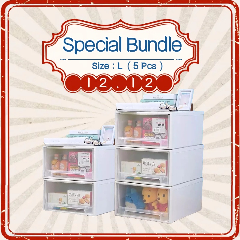 【NV Ready Stock】Transparent Drawer Storage Boxe Creative Combination ...