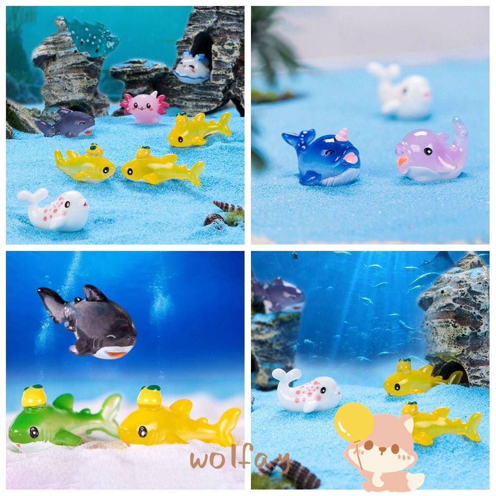 WOLFAY Miniature Marine Animal Figurines, DIY Resin Cartoon Fish Statue