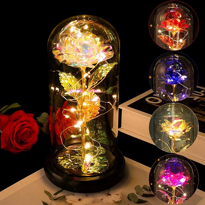 Glowing Roses Artificial Flowers Eternal Flowers Plastic Glass ...