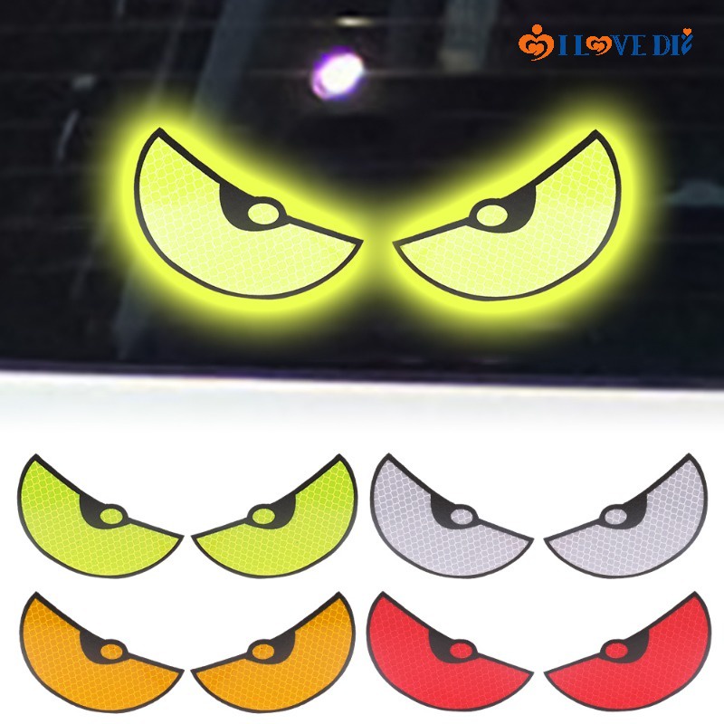 Strongly Reflective Devil Eye Car Stickers Night Driving Safety Warning 