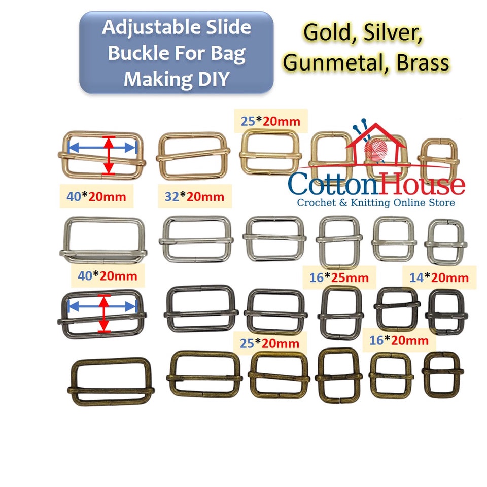 Adjustable Slide Buckle Metal Gold Silver Gunmetal Brass 2pcs DIY Bag ...