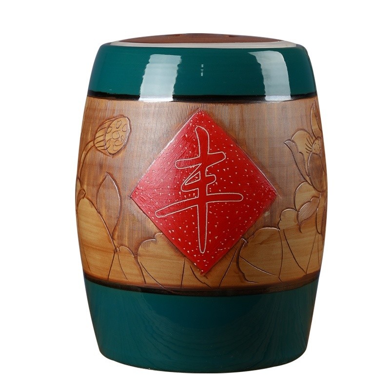 Jingdezhen Ceramic Rice Cylinder Household with Lid Oil Cylinder Sealed ...