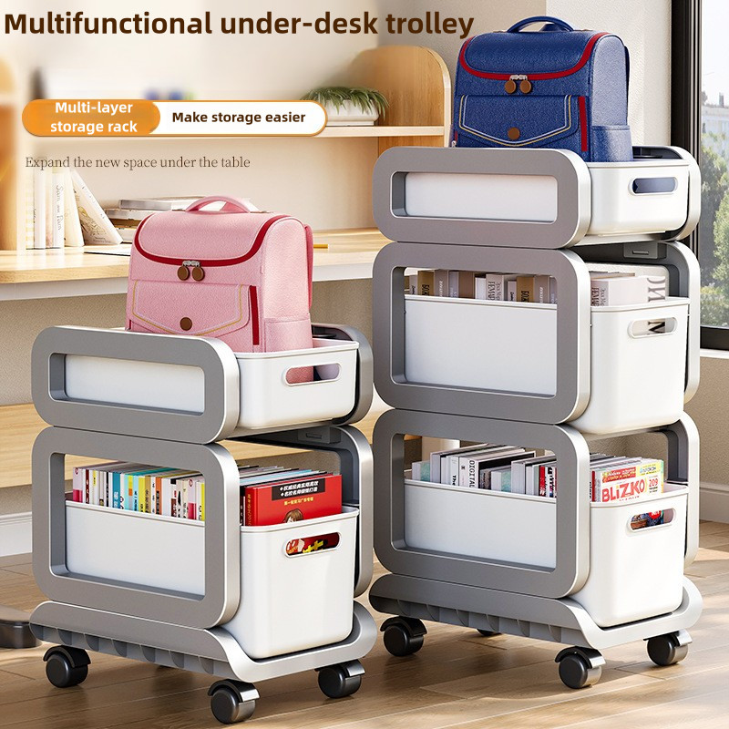 Space-Saving Bookshelf Rolling Schoolbag Storage Rack Multi-Layer ...