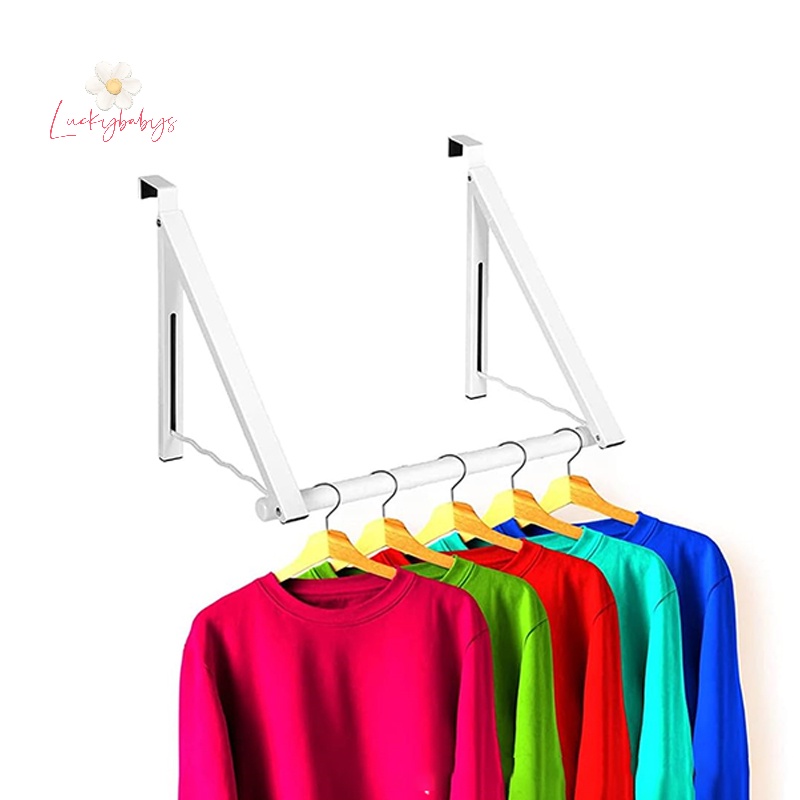 Luckybabys> Wall Mounted Clothes Rack Retractable Hanger Space Saving