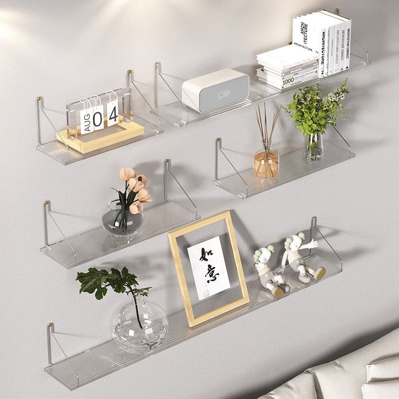 Acrylic Wall Shelf Flat Partition Bedroom Living Room PerforationFree Hanging WallMounted