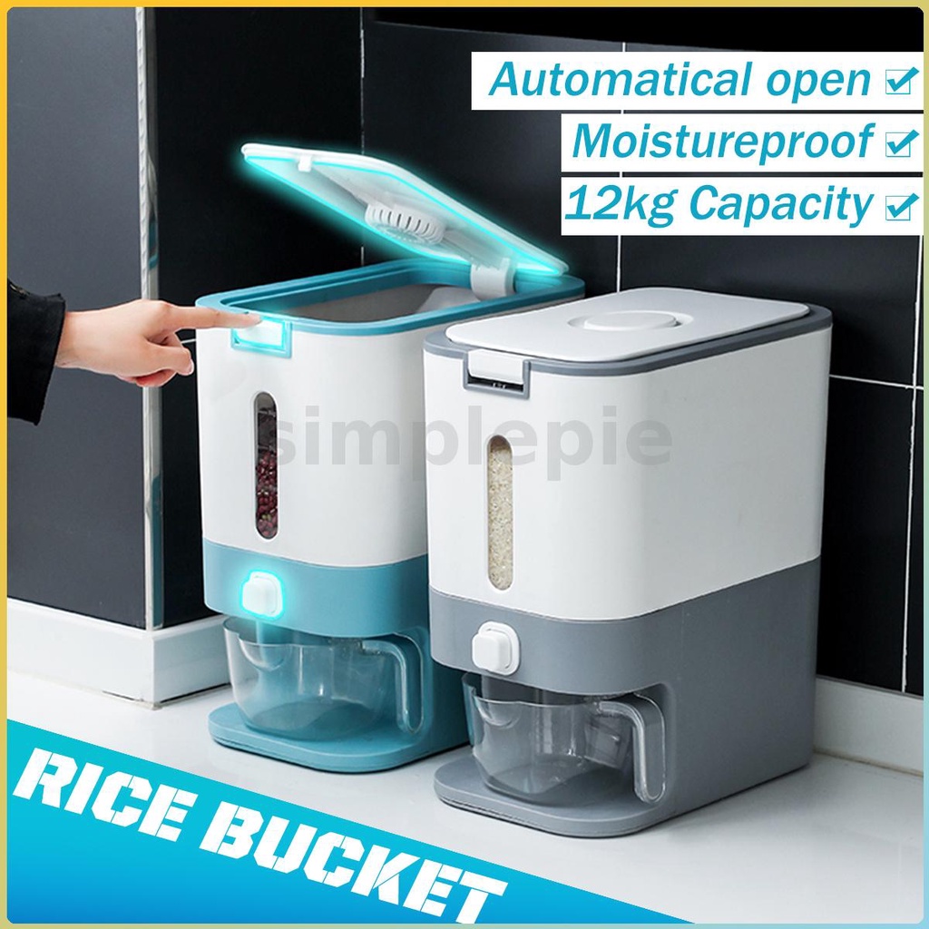 Kitchen Container 12KG Bucket Rice Jar Flour Storage Tank Sealed Rice ...