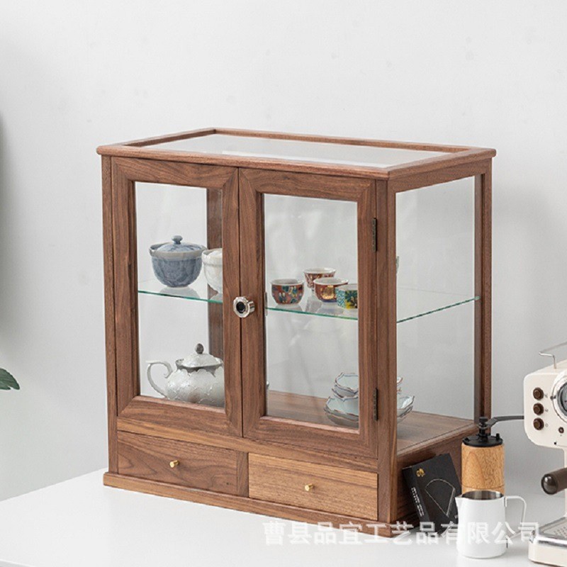 Solid wood tea room storage jewelry display black