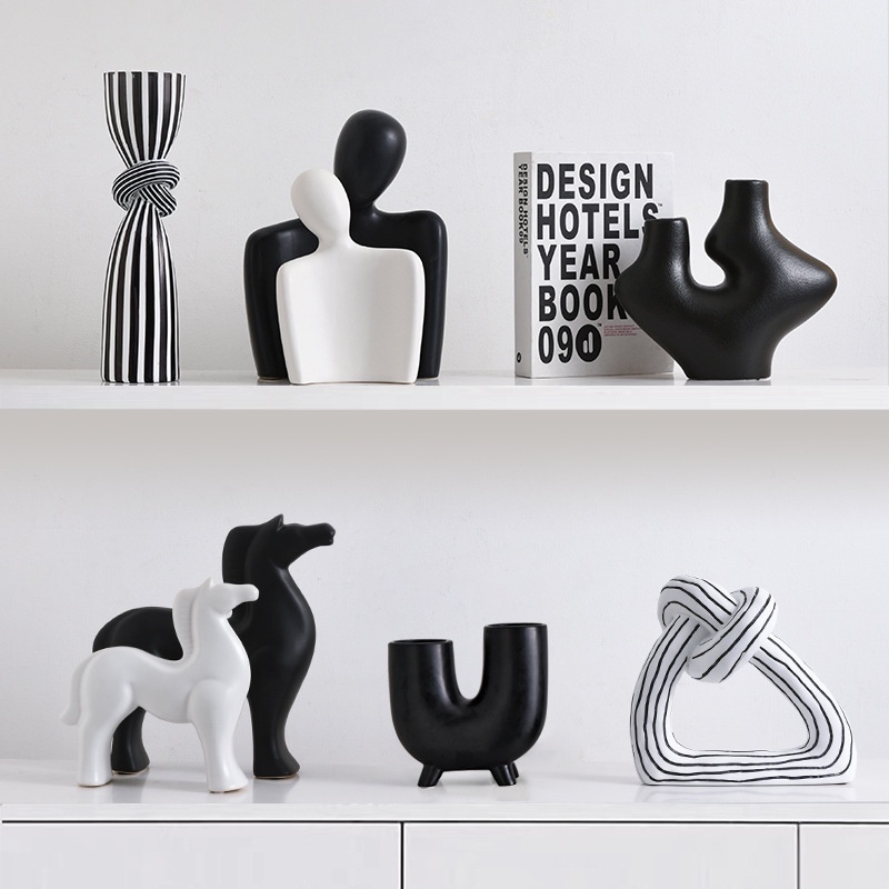 Living Room Decorations Ornaments Modern Abstract Stripes Art Ornaments ...