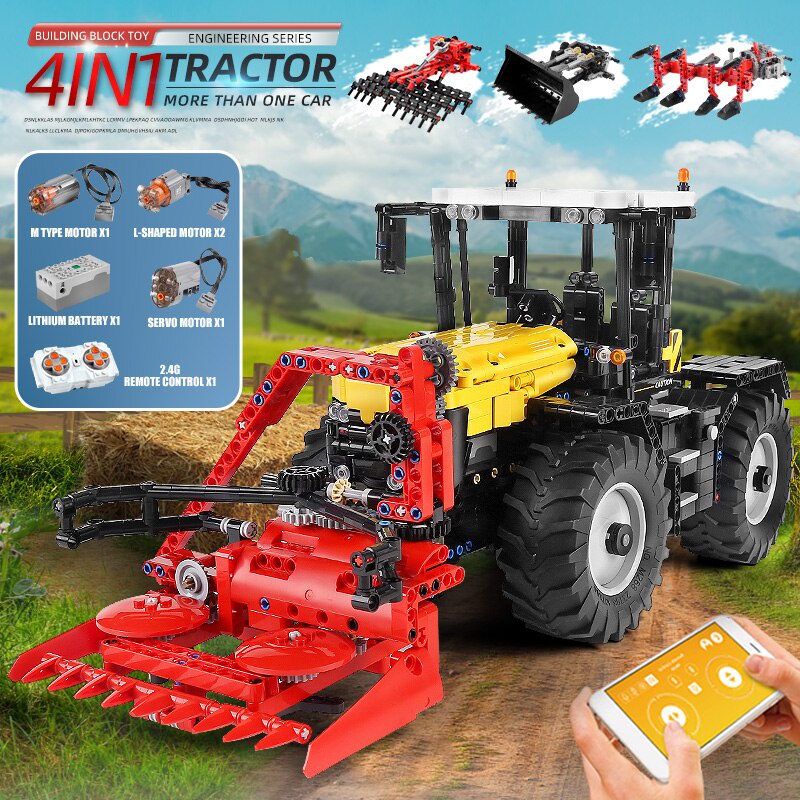 Mould King 17019 Technic 4 in 1 Tractors (Loaders, Flip Plows, Heavy ...