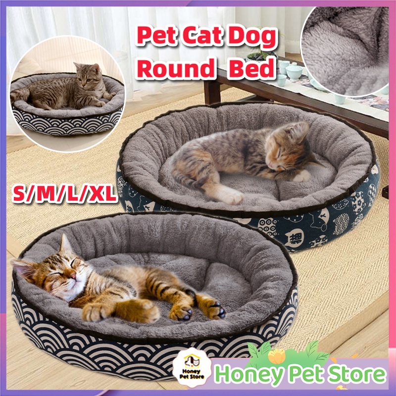 [Ready Stock] Pet Cat Bed Dog Bed Round Sleeping Bed S/M/L/XL
