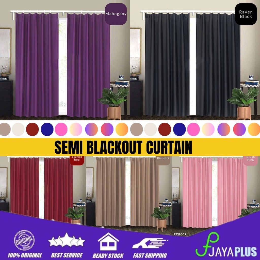 JPM_2in1 Curtain Cangkuk Semi Blackout Hook/Rod Modern Langsir Tingkap ...