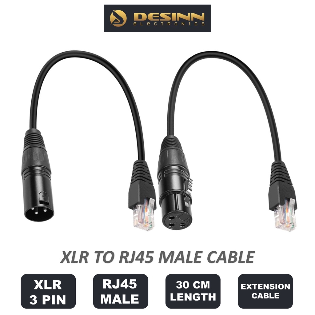 3 Pin XLR to RJ45 Cable Male to Female Converter DMX Cable 30cm for