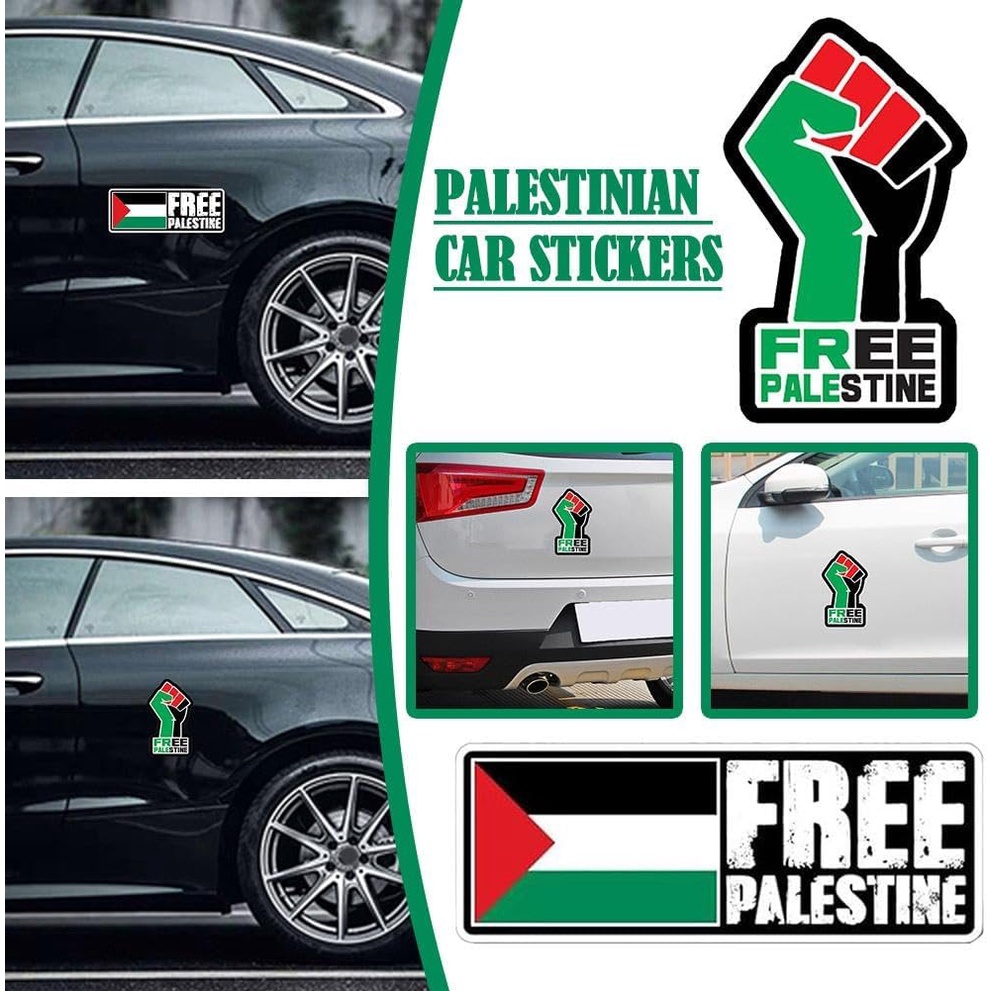 Adesivo In Vinile 3S MOTORLINE 'Free Palestina' – 4 Pollici, Bianco Opaco, Per Auto, Impermeabile, Con Nastro Di Trasferimento