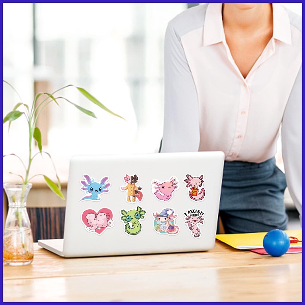 Axolotl Stickers Not Repeating Squish Mallow Water Bottle Stickers 50PCS Axolotl Sticker for