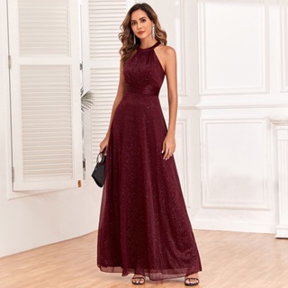 Autumn Winter Velvet wedding party red dress for Women Slim Simple