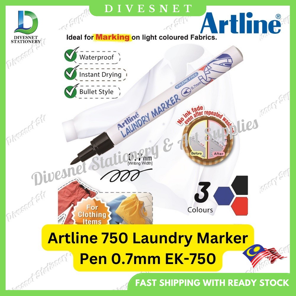 Artline 750 Laundry Marker Pen (Light Coloured Fabrics) EK750 Penanda
