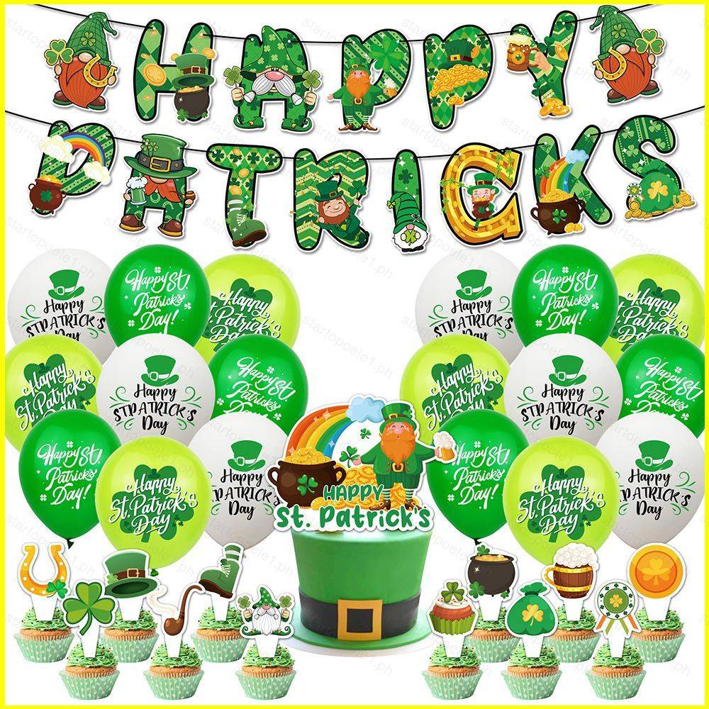 Yyds St Patricks Day Theme Party Decorations Banner Cake Topper Balloons Background Cloth Swirls