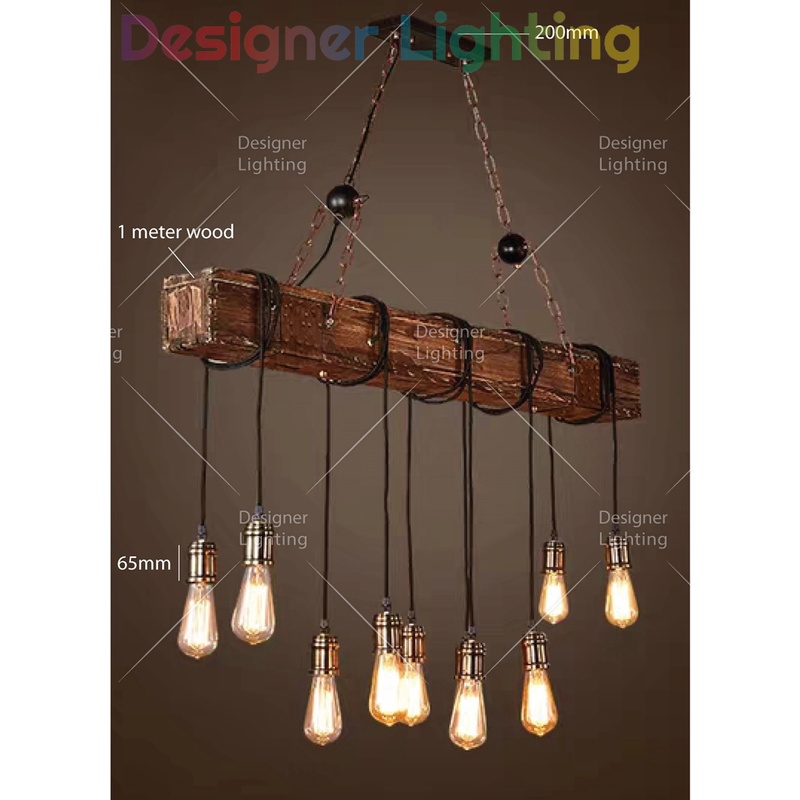 Designer [1 meter Hanging Light] Wood with 10 Holder Rope Ceiling Light ...