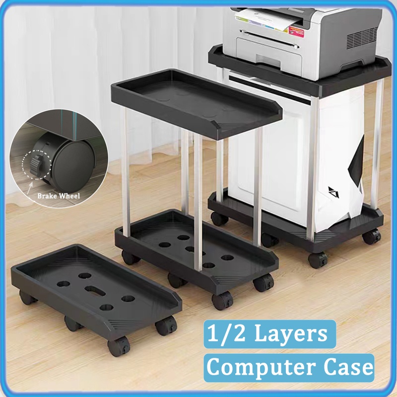 360 Rotating 2 Layers Rack Computer Case Holder CPU Stand PC Base ...