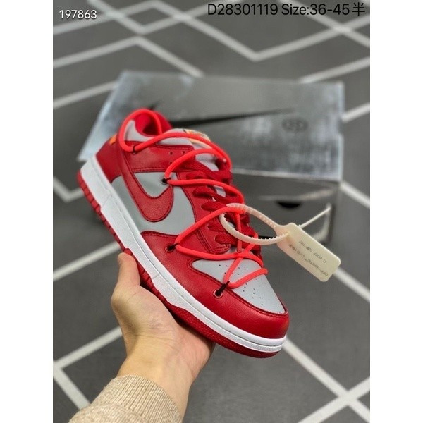 NIKE SB DUNK LOW LTHR X OFF PUTIH MERAH PREMIUM | Shopee Malaysia