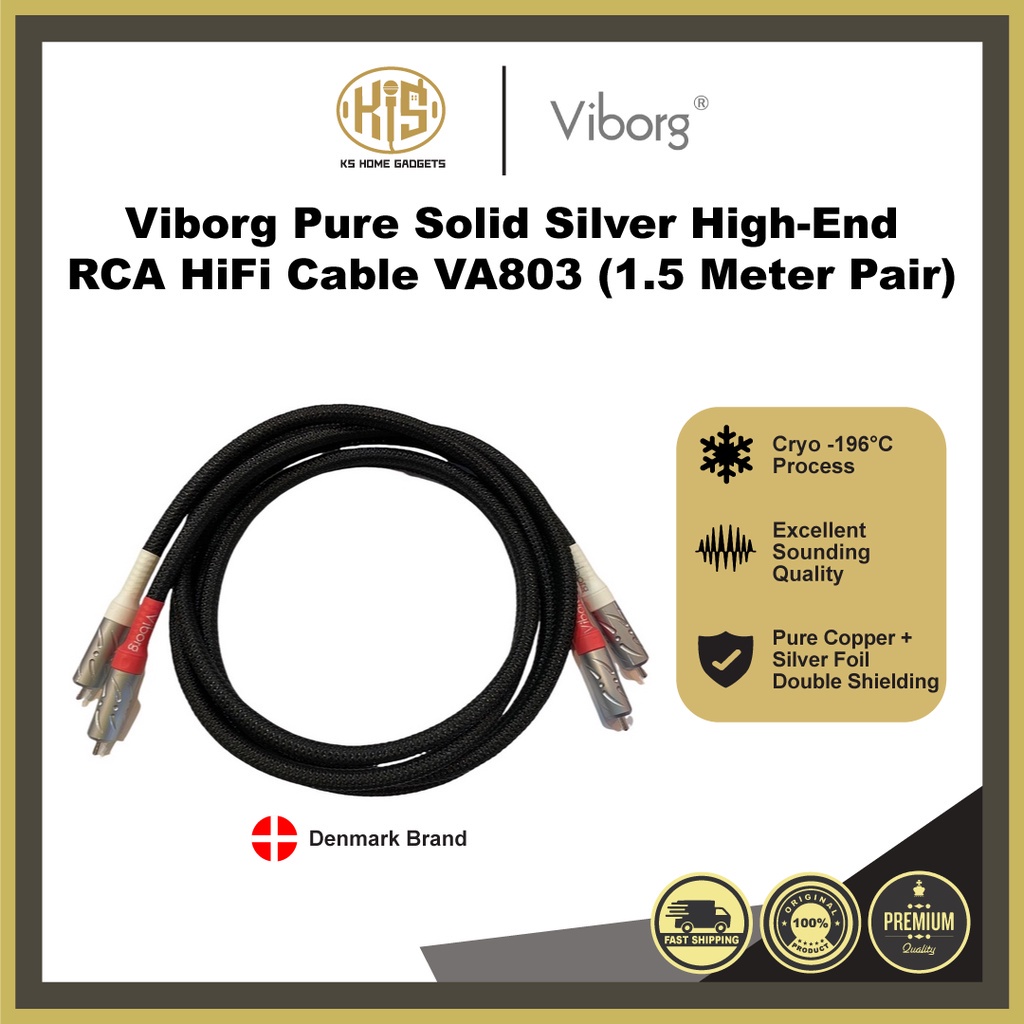 Viborg VA803 High-End RCA Cable (Pure Solid Silver)Premium HiFi Audio ...