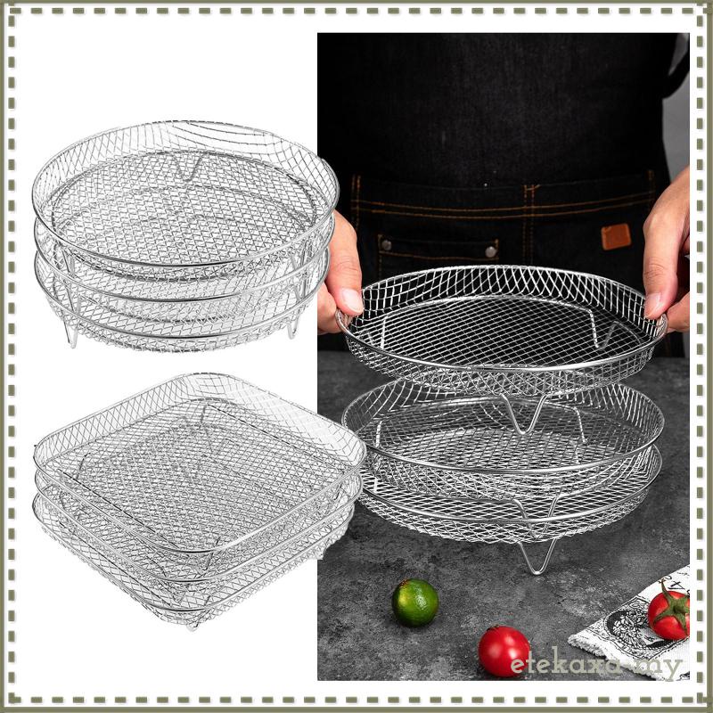 [EtekaxaMY] 3x Air Fryer Rack Meats Roasting Basket Support Drying Rack Stacker Trays Toast Rack