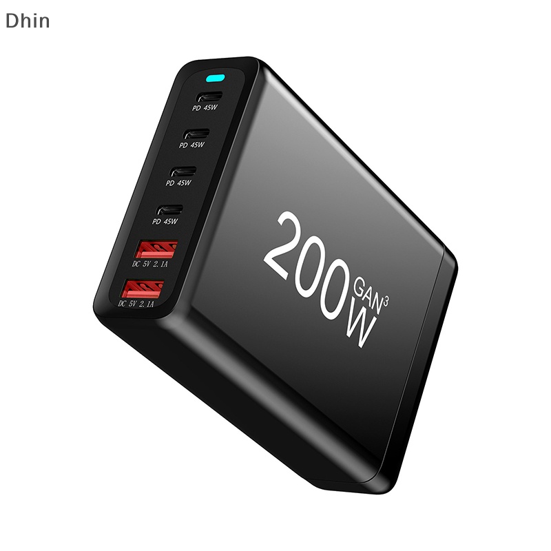 [Dhin] 120W 200W GaN Charger 6 Ports USB Type C PD Charger Quick Charge