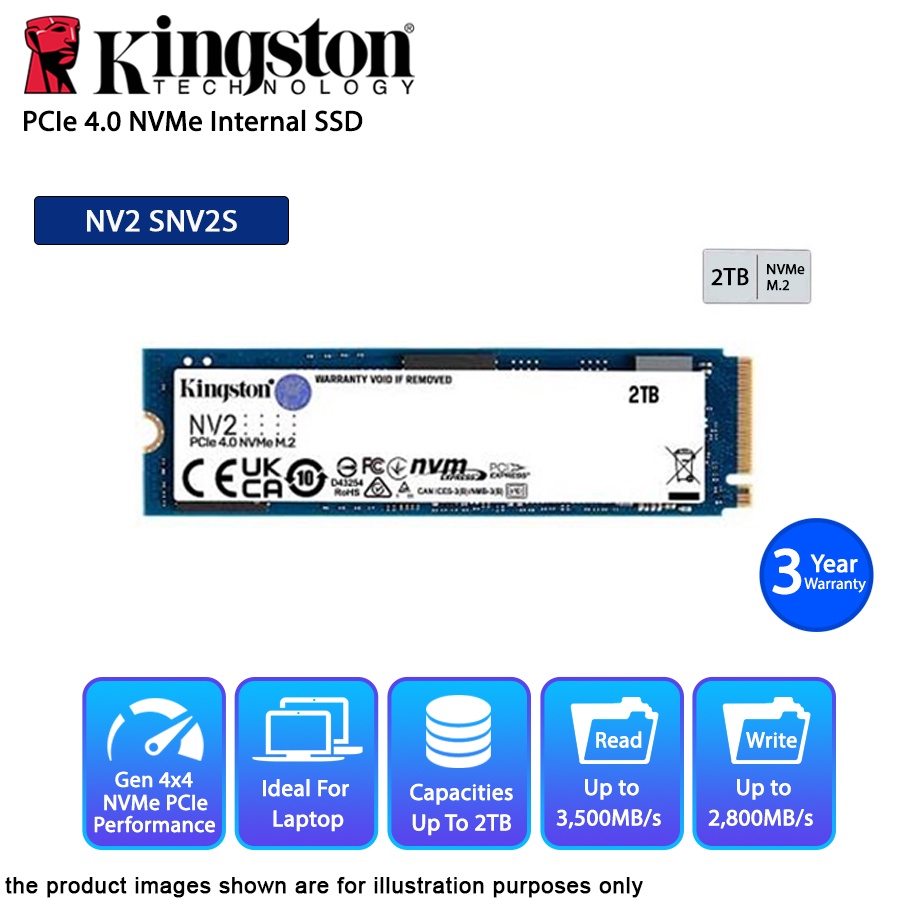 Kingston NV2 PCIe 4.0 NVMe M.2 SSD 2TB up to 3500/2800MB/s read/write