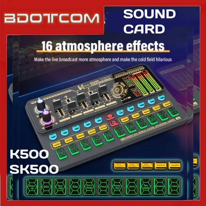SK500 / K500 Live Sound Card External Voice Changer Audio Mixer ...