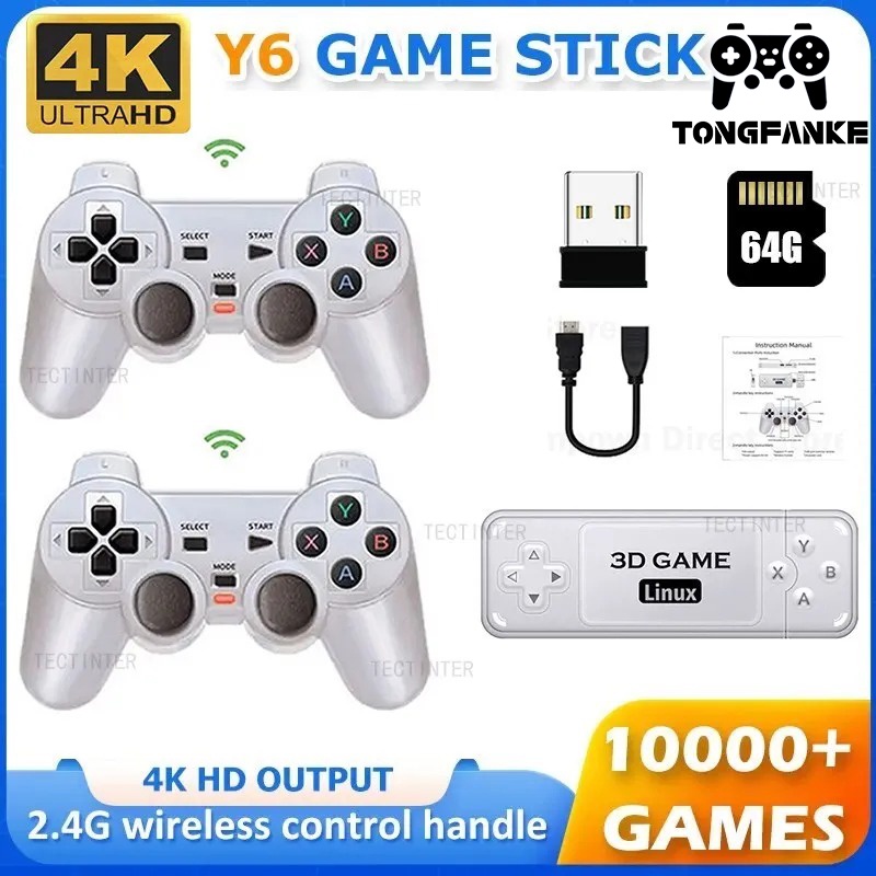 Video Game Console 10000 Games 128GB 4K HDMI 3D Game Stick 2.4G Dual  Controller