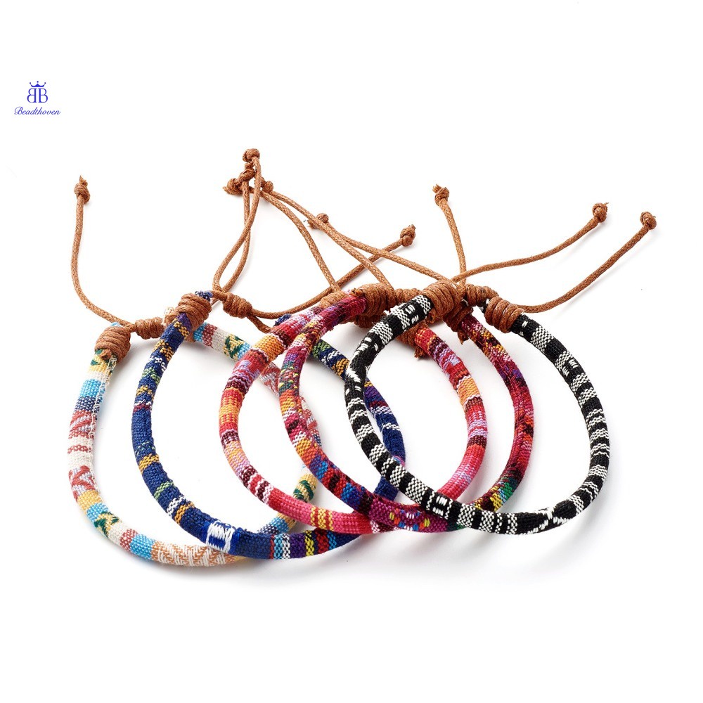 5pc Ethnic Cord Anklet for Girl Women Adjustable Cloth Rope Anklet