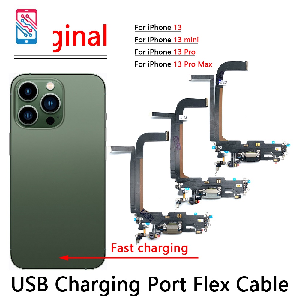 100 Original USB Charge Cable Board Flex Port For iPhone 13 Pro Max