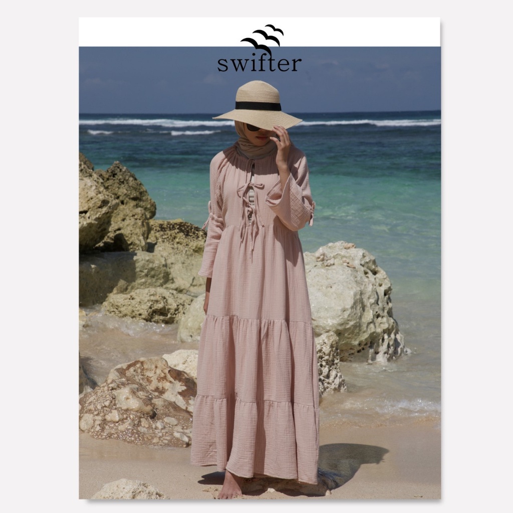 Swifter Zinnia Muslin Tiered Drawstring Dress Women s Beach Dress Shopee Malaysia
