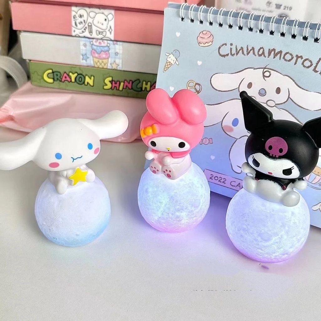 Kawaii 3D Sanrio Moon Night Light Cinnamoroll Kuromi Melody Figure ...