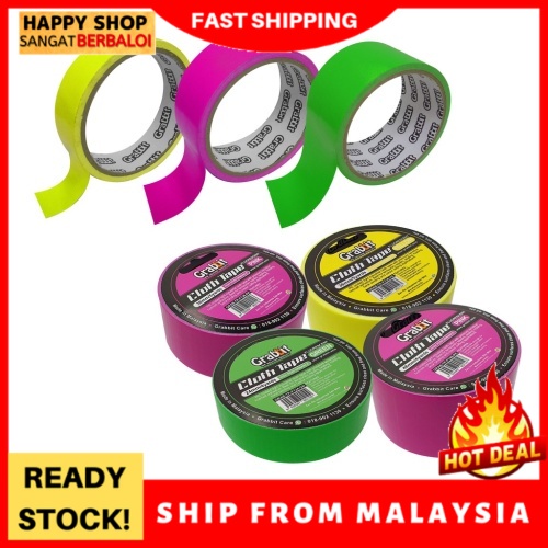 Binding Tape/Tape Hitam/Grabbit Fluorescent Cloth Tape (24mm / 36mm ...