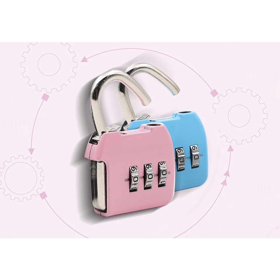 3 Digits Password Square Shape Hard Type Mini Lock for Travel Luggage ...