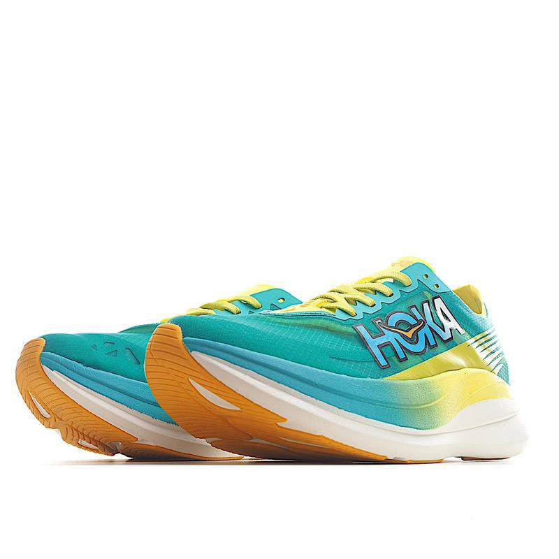 2024 New HOKA ONE Unisex Rocket X 2 Running Shoes Basketball Blue Yellow