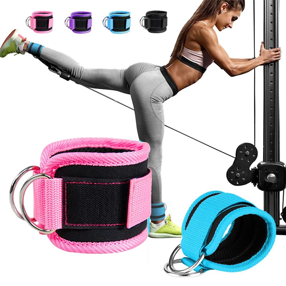 1Pair Fitness Ankle Straps Leg Exercises Adjustable D-Ring Ankle Cuffs ...
