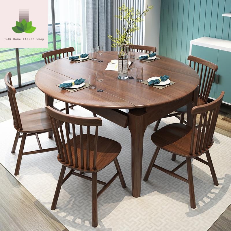 Nordic all solid wood dining table and chair combination modern simple ...
