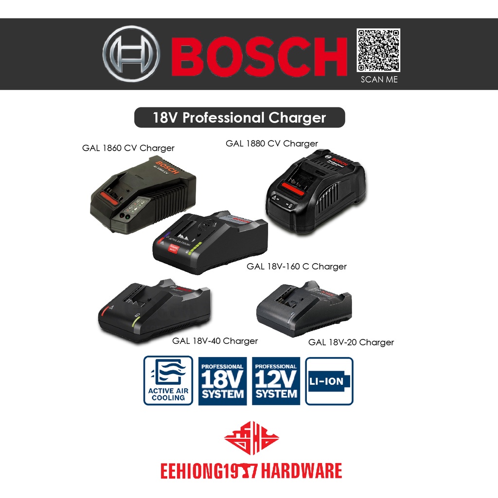 EEHIONG1977 Bosch 18V Chargers BOSCH 18V Charger Series GAL18V20
