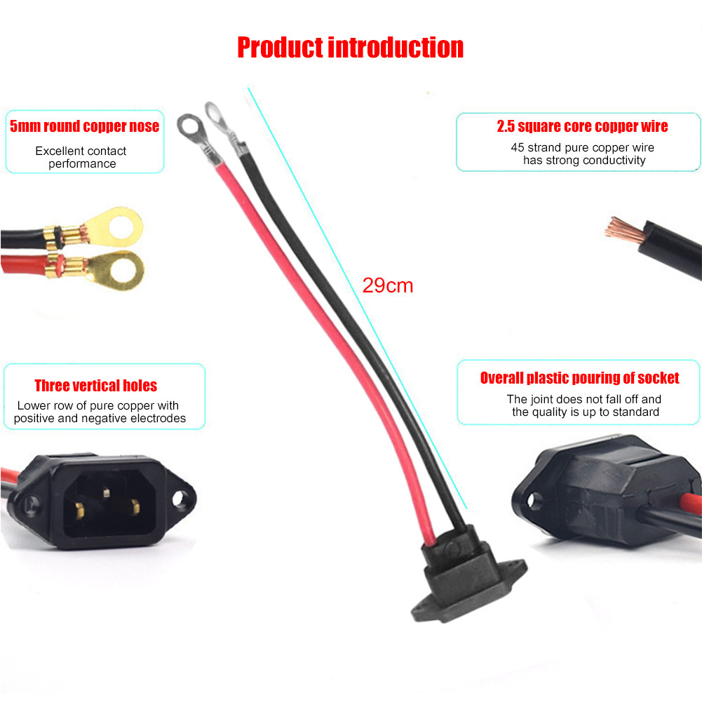 E-bike Connector Plug Charging Socket Cable Wire for Electric Scooter ...