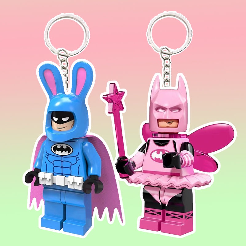 Compatible Lego Pink Batman Building Block Minifigure Keychain Cute ...