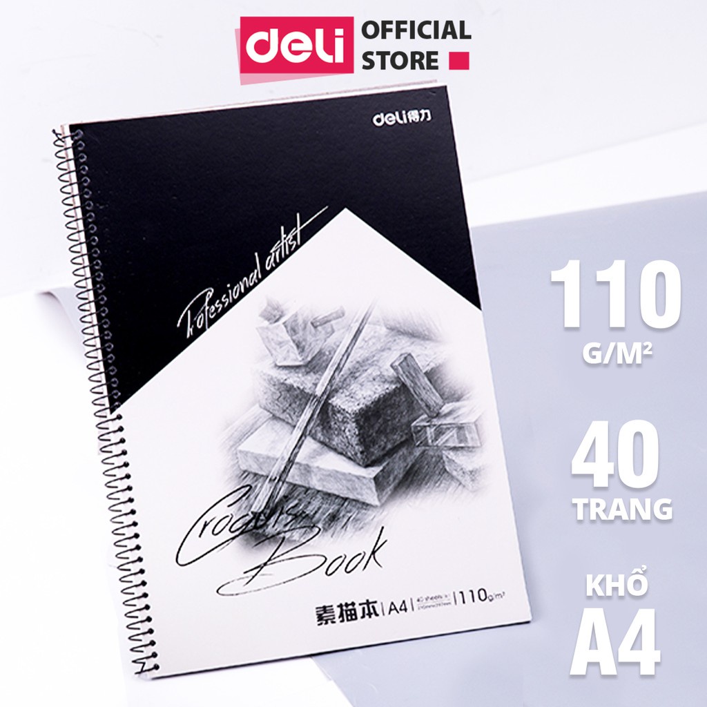 XO Deli Sketchbook Pencil Drawing Notebook 40 Pages 110gsm A4 Spring 