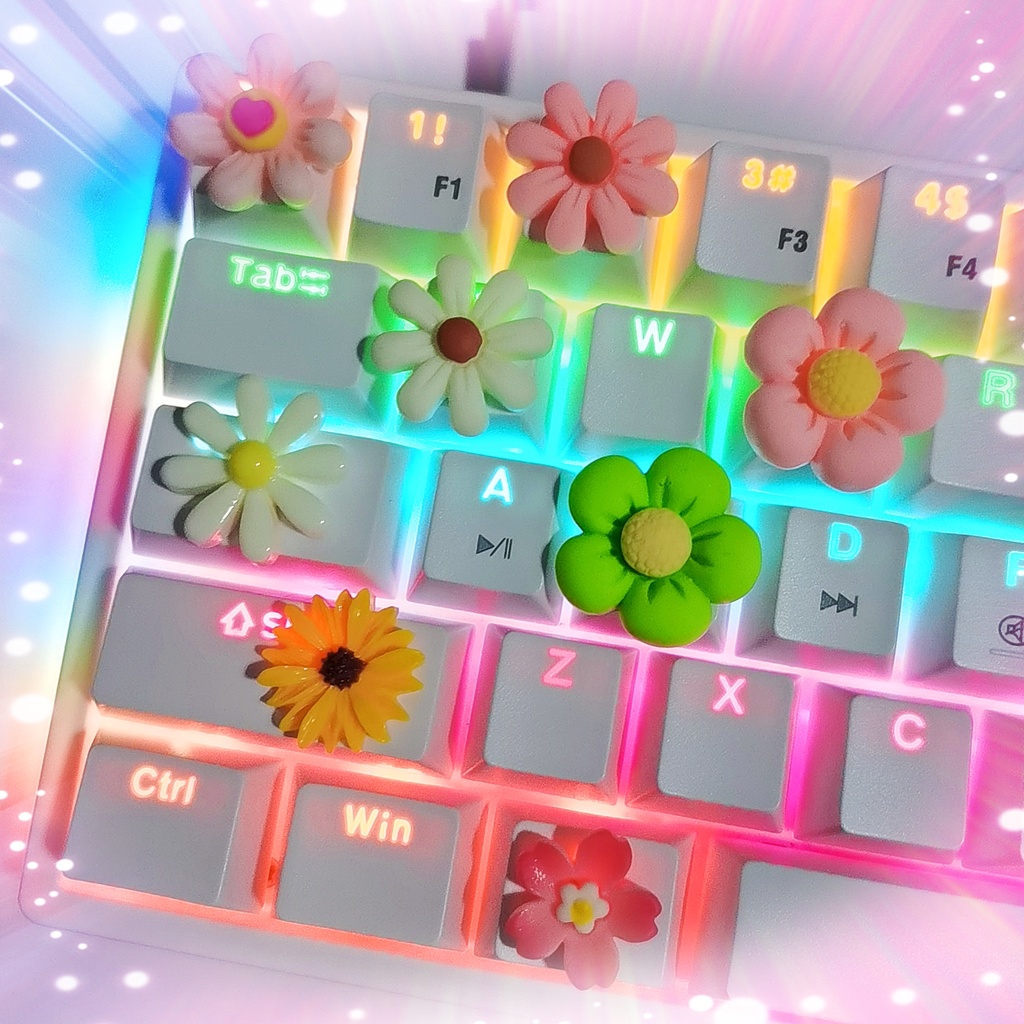 Various Colorful Flower Keycaps Can Be Used for Mechanical Keyboards