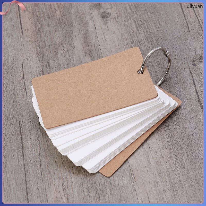 300 Pages Kraft Paper Binder Ring Easy Flip Flash Cards Blank Revision DIY Greeting Index Stock